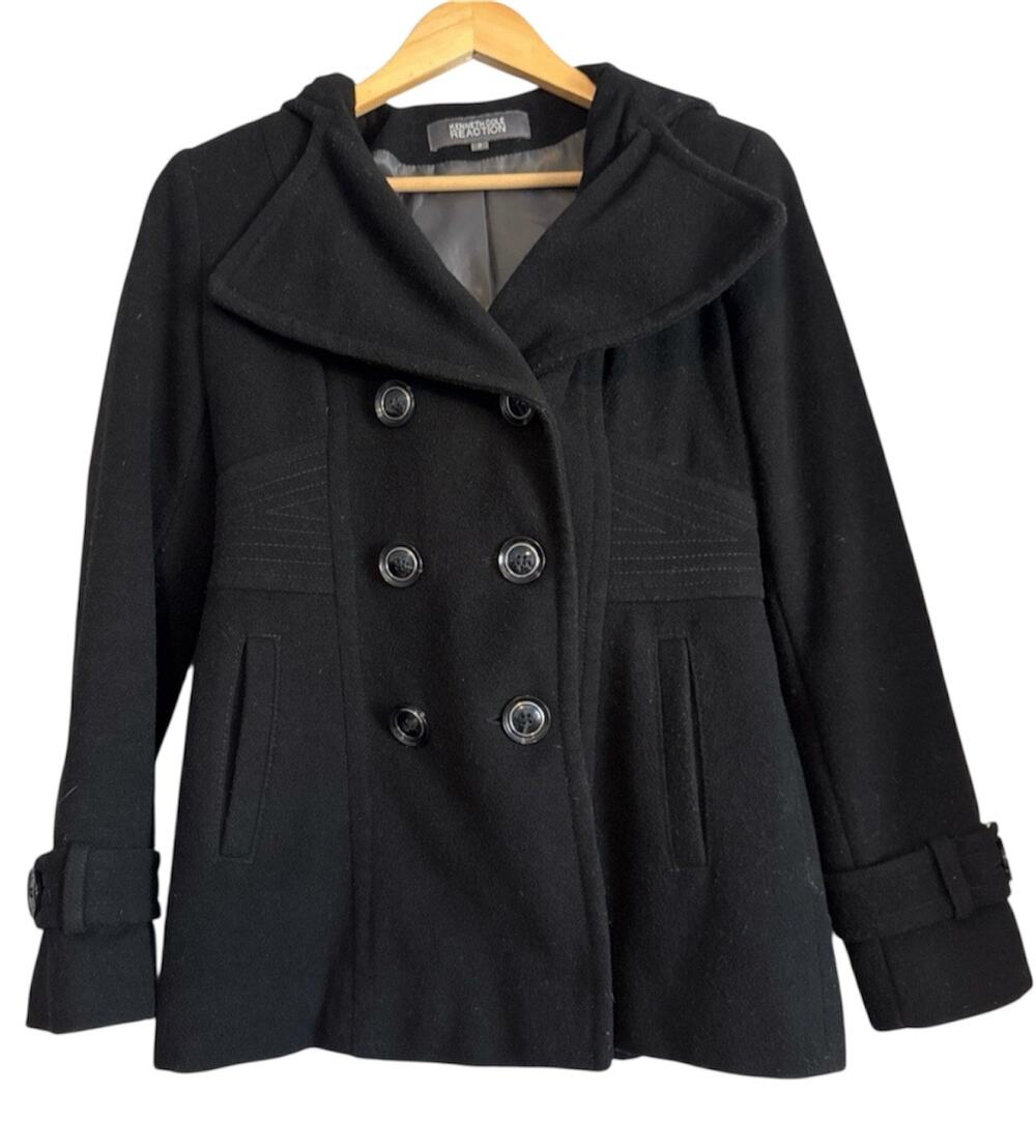Y2K Black Wool Peacoat Jacket Academia Heritage Preppy Tailored Kenneth Cole 2